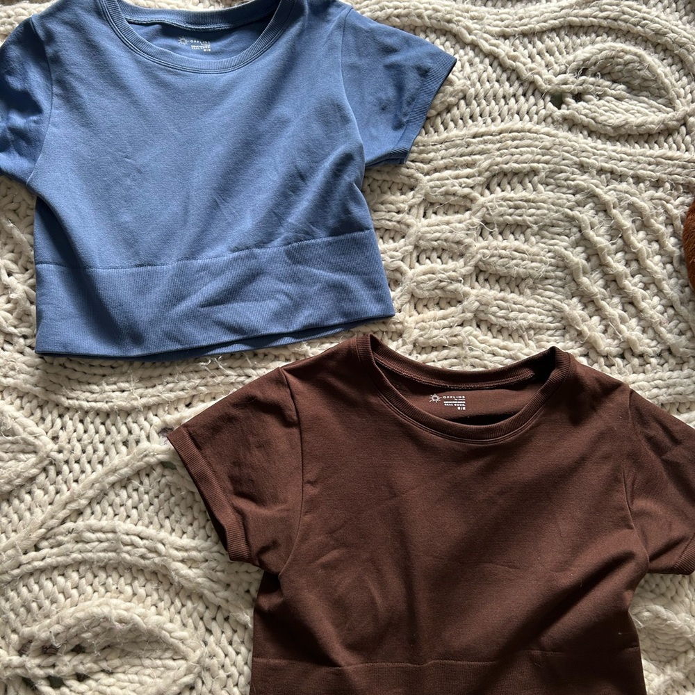 Aerie Blue and Brown workout top